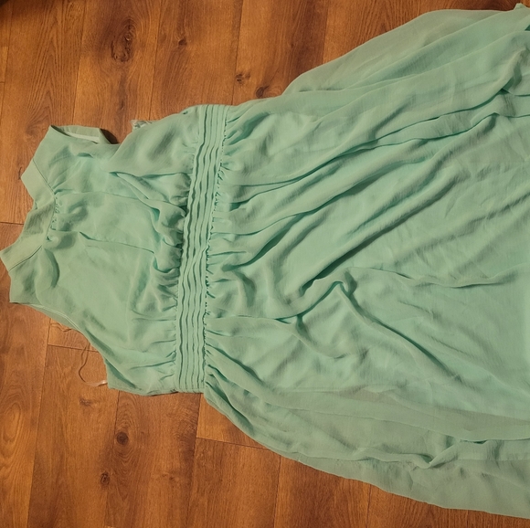 Mint Chiffon High Neck Sleeveless Dress - Picture 5 of 5